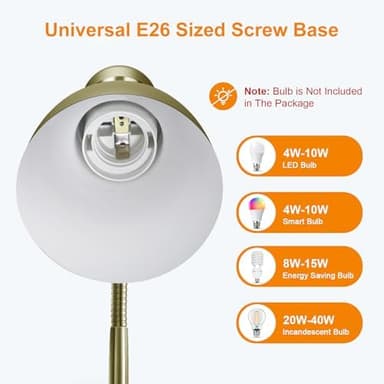 LEPOWER Metal Desk Lamp, Adjustable Goose Neck Table Lamp, Eye-Caring Study Desk Lamps for Bedroom, Study Room and Office (Bronze - Image 3