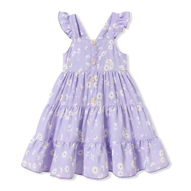 DeeFant Toddler Girl Dress 4-5T Girls Summer Dress Toddler Floral Dresses Fly Sleeveless Casual Beach Toddler Sundress Purple - Image 1