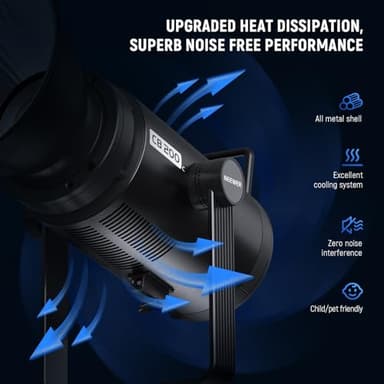 NEEWER CB200C 200W RGBWW COB LED Video Light, APP/2.4G 360° Color 2500K-7500K (Duv±0.0003) 23000lux/m Bowens Metal Shell Silent Continuous Output Lighting TLCI/CRI97+ for Photography Video Recording - Image 5