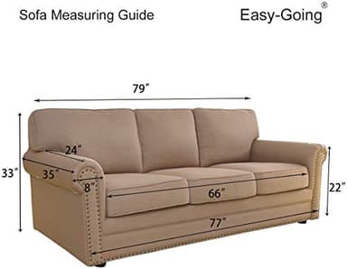 Easy-Going Reversible Couch Cover for 3 Cushion Couch Sofa Cover for Dogs Water Resistant Furniture Protector Cover with Foam Sticks Elastic Straps for Pet Cat (Sofa, Beige/Beige) - Image 7