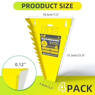 KJE 4Pack Magnetic Wrench Organizer, 64-Slot Wrench Rack Tool Trays, Magnetic Wrench Set Holder SAE(1/4" - 1-1/16") and Metric(6MM-24MM) - Image 5
