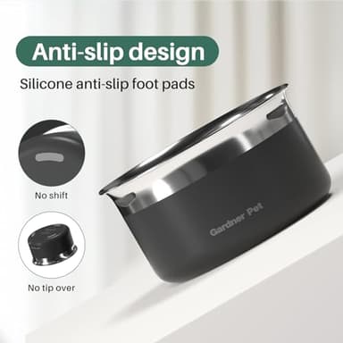 Gardner Pet Dog Bowls 1 Gallon (3.85L) Stainless Steel No Spill Dog Water Bowl, Slow Water Feeder Metal Bowls, Spill Proof Water Dispenser for Large Dogs, Promotes Healthy Hydration(Black) - Image 6