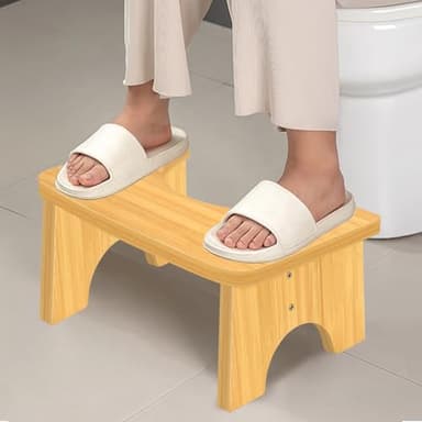 Bamboo Toilet Stool for Adults, 6.5 Inch Toilet Stool Squat Adult with Non-Slip, Portable Simple Curve Squatting Potty for Kids, Poop Stool for Bathroom -Improve Squatting Posture and Comfort, Natural - Image 9