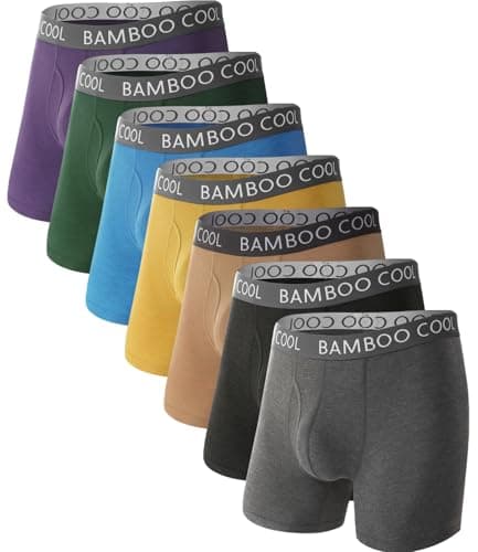 BAMBOO COOL Men's Ultra ComfortSoft Underwear, Moisture Wicking & Breathable No Ride Up Boxer Briefs with Fly, Multipack - Image 1