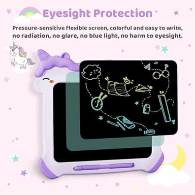 Kikapabi LCD Writing Tablet for Kids, Unicorn Toys Gifts for 3 4 5 6 7 Year Old Girls, Colorful Drawing Doodle Board, Toddler Educational Travel Toys Christmas Birthday Purple - Image 2
