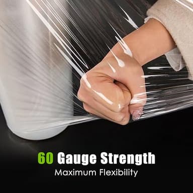 Cosy Family Plastic Wrap Stretch Film Roll - 1000ft 60 Gauge Industrial Strength 15 inch Wide Clear Plastic Wrap Roll with Handles for Pallet Wrapping Shipping Moving - Clear, Pack of 1 - Image 3