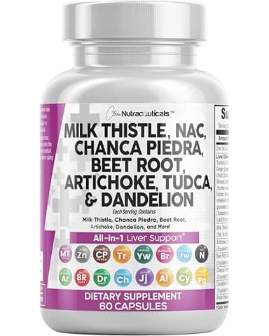 Clean Nutraceuticals Milk Thistle NAC Chanca Piedra Beet Root Artichoke Dandelion Root - Liver Cleanse Detox & Repair Supplement Plus TUDCA Choline & Ginger 60 Count - Image 1