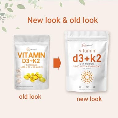 Micro Ingredients Vitamin D3 5,000 IU + K2 MK-7 100 mcg, 2 Pack (600 Softgels) | Liquid-Filled with Sunflower Oil | 2-in-1 Bone, Immune & Heart Support | Easy to Swallow, Non-GMO - Image 5