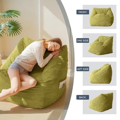 MAXYOYO Bean Bag Chair, Floor Sofa with Handle, Bean Bag Chairs for Adults and Kids, Teens Living Room Bean Bag, Accent Sofa Chair with Pocket for Gaming Reading Relaxing - Image 3