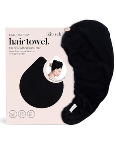 Kitsch Microfiber Hair Towel Wrap for Women - Super Absorbent Hair Drying Towel - Quick Dry, Anti-Frizz - for Long & Short, Wet & Curly Hair - Black - Image 2