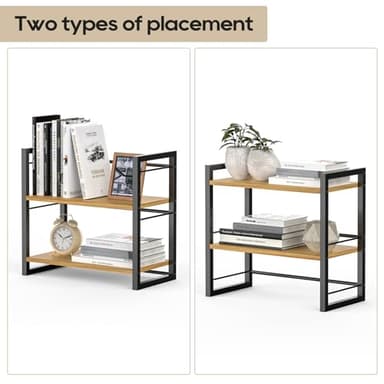 ART-GIFTREE Office Desk Shelf Organizer, Wood Desktop Bookshelf Supplies Storage Rack, Shelf for Top of Desk and Dresser (Black-2 Tier) - Image 7