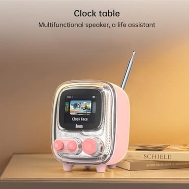 Divoom Tiivoo-2 Retro Bluetooth Speaker with FM Radio,Pixel Art Portable Mini Cute Wireless Small Speaker,Vintage Decor Suitable for Party Office Desk Home Bedroom Kitchen,Gifts for Women Men,Pink - Image 9