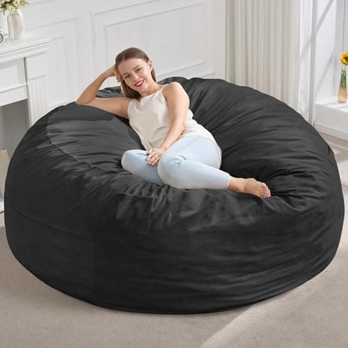 Hobestluk 5FT Bean Bag Chair Giant Bean Bag Chairs for Adults Large Bean Chairs with Removable Cover, Beanbag Chair with Filler, Adult Bean Bag Chairs for Living Room, Bedroom - Image 1