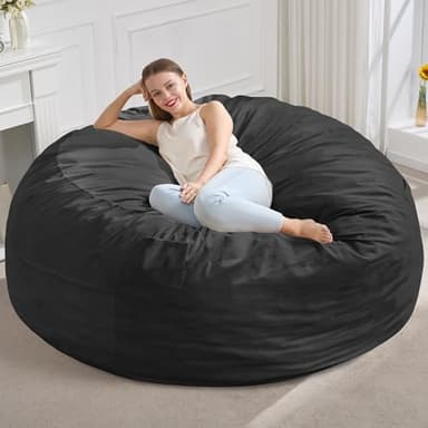 Hobestluk 5FT Bean Bag Chair Giant Bean Bag Chairs for Adults Large Bean Chairs with Removable Cover, Beanbag Chair with Filler, Adult Bean Bag Chairs for Living Room, Bedroom - Image 1