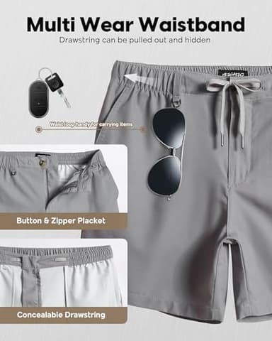 maamgic Men's 5 Inseam Shorts Casual Classic Fit Short Men with Multi-Pocket Mens Workout Shorts Hybrid Quick Dry Shorts Grey X-Large - Image 3
