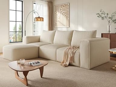YITAHOME 107 Inch Cloud Sectional Couch with L-Shape Chaise, Modern Modular Sofa with Deep Seat and 3 Pillows, Corduroy Upholstered Couches for Living Room Bedroom, No Assembly Required, Milky White - Image 1