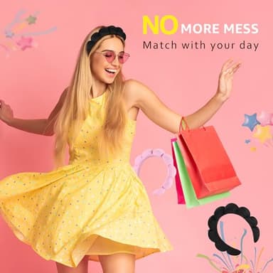 Ztomine Spa Headbands for Washing Face or Facial, Set of 2 Skincare Headbands, Terry Cloth Headband Wash Combo Pack - Puffy Makeup Washing, Mask, Skin Treatment (Black & Pink) - Image 7