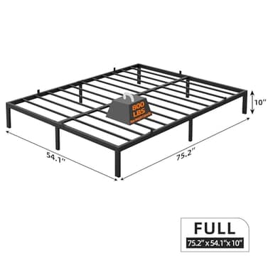 GAOMON 10 Inch Full Bed Frame No Box Spring Needed, Heavy Duty Platform Metal Bed Frame with Metal Slats and Under Bed Storage, Easy Assembly, Noise Free, Black - Image 2