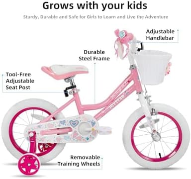 JOYSTAR Angel Girls Bike for Toddlers and Kids Ages 2-13 Years Old, 12 14 16 18 20 Inch Kids Bike with Training Wheels & Basket, 20 24 Inch Girls Bicycle with Handbrake & Kickstand - Image 4