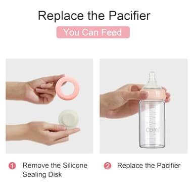 COMI Wide Neck Glass Breastmilk Collection n Storage Bottle, 8oz with Screw Ring Sealing Disk; Re-markable Sealing Disc. BPA Free, Fits Breast Pumps & Nipples (4 Pink Lids) - Image 7
