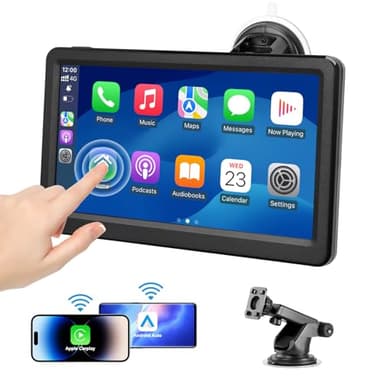 Wireless Carplay Screen for Car, 7" HD Touch Screen Portable Car Stereo for Carplay & Android Auto, Pantalla para Carros with Bluetooth, AUX, FM Transmitter, Voice Control - Image 1