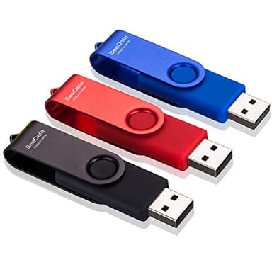 SeeDete 64GB USB Flash Drives, USB Stick, Thumb Drive Rotated Design, Memory Stick with LED Light for External Storage and Backup Data, Jump Drive, 3 Pack 64GB (3 Colors: Black Red Blue) - Image 1