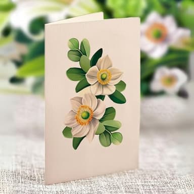 Freshcut Paper Pop Up Cards, Ivory & Sage, 12 Inch Life Sized Forever Flower Bouquet 3D Popup Greeting Card, Birthday Cards, Get Well Gifts, Blank Notecard & Envelope - Image 6