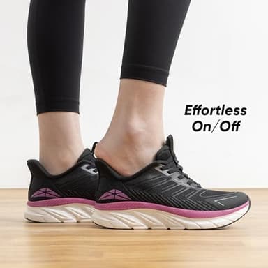 ALLSWIFIT Women's Slip On Walking Shoes Running Comfortable Tennis Breathable Non Slip Athletic Gym Workout Cross Training Fashion Sneakers,Size 7.5,Black/Fuchsia,SARR034W - Image 2