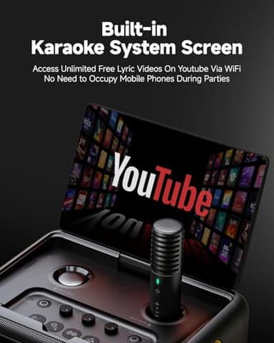 Ikarao Smart Karaoke Machine for Adults - with Lyrics Display, 32GB Karaoke Tablet, 2 Wireless Mics, Professional Karaoke System, 300W Peak Power, 4 DJ Lights, Karaoke Speaker for Any Occasion - Image 3