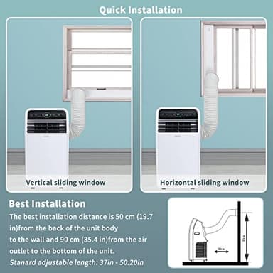 Shinco 12,000 BTU Portable Air Conditioner, Portable AC Unit with Built-in Cool, Dehumidifier&Fan Modes for Room up to 400 sq.ft, with Remote Control, 24 Hour Timer, Installation Kit - Image 5