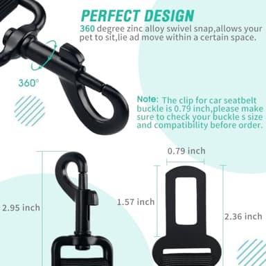 COOYOO Dog Seat Belt, Durability Retractable Dog Car Harness Adjustable Dog Seat Belt for Vehicle Nylon Pet Safety Seat Belts Heavy Duty & Elastic (1 Pack Black) - Image 5