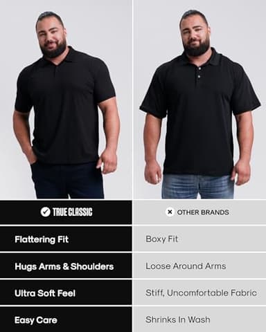 True Classic Polo Shirts for Men – Mens Polo Shirts Short Sleeve Cotton, Personalized Custom Cut, Pack of 6, Variety, L - Image 4