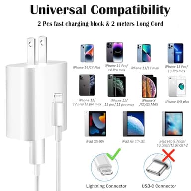 iPhone Charger Fast Charging,iPhone Fast Charger 2Pack Type C Fast Charger Block Plug Adapter 6FT USB-C to Lightning Cable Cord for iPhone14/13/13 Pro/12 Pro/12 Pro Max/11/Xs Max/XR/X/SE,iPad,AirPods - Image 3