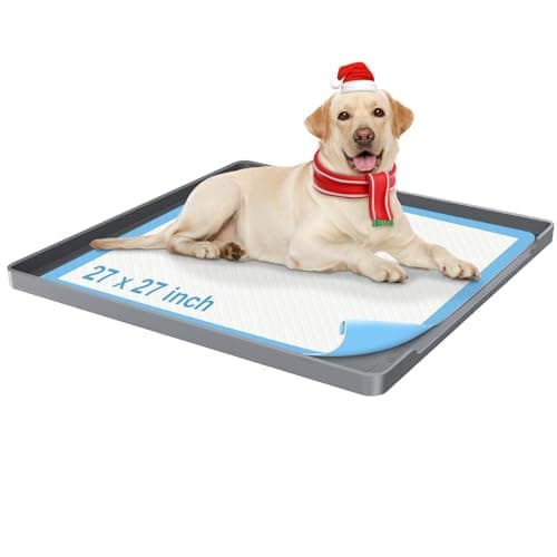 Pee Pad Holder for Dogs, 27"X27" Non-Slip Silicone Puppy Pad Holder with 1-Inch Raised Edge, Floor Protection for Indoor Use, Fits Most Training Pads, Easy to Clean, Grey - Image 1
