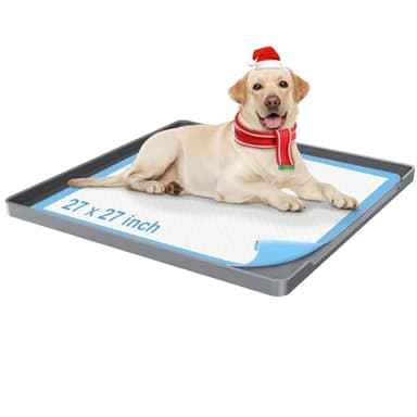 Pee Pad Holder for Dogs, 27"X27" Non-Slip Silicone Puppy Pad Holder with 1-Inch Raised Edge, Floor Protection for Indoor Use, Fits Most Training Pads, Easy to Clean, Grey - Image 1