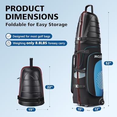 Golf Travel Bags for Airlines with Wheels, Hard Case Top and 1680D Heavy Duty Oxford Protect Golf Clubs, Lightweight and Easy to Maneuver, Black, Red and Blue - Image 7