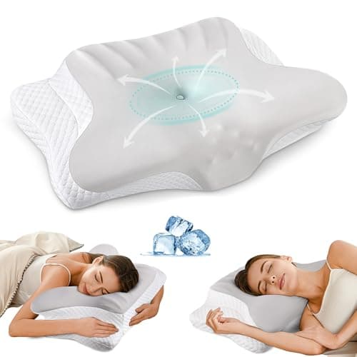 Cervical Neck Pillow for Pain Relief - Ergonomic Memory Foam Pillows for Sleeping, Cooling Side Sleeper Pillow for Neck Support, Contour Orthopedic Bed Pillow for Back Stomach Sleepers - Image 1
