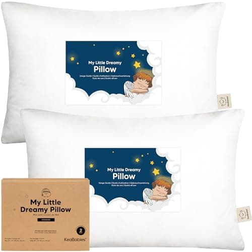 KeaBabies 2-Pack Toddler Pillow 13x18 - Soft Organic Cotton Kids Travel Bed Pillows for Sleeping, School, Nap, Machine Washable, Toddlers 2 to 5, Pillowcase Sold Separately (Soft White) - Image 1