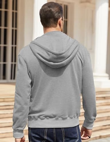 3rd hill Men's Quarter Zip Pullover Hoodies Long Sleeve Weight 1/4 Half Zip Drawstring Hooded Sweatshirt Kangaroo Pocket Gray L - Image 2