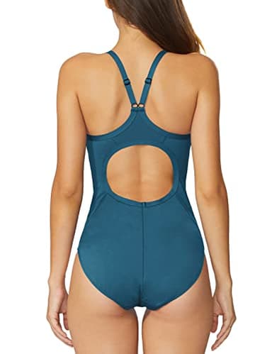 baleaf Women's Athletic Training Adjustable Strap One Piece Swimsuit Swimwear Bathing Suit Steel Blue 34/Small - Image 2