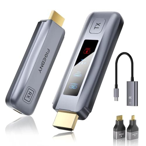 FIGEBNY Wireless HDMI Transmitter and Receiver 4K Larger LED Screen Display, Wireless HDMI Extender Sender HD 5G 165FT Streaming Media Video/Audio/File for PC/Laptop/Projector/TV Box/Camera Gray - Image 1