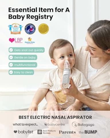 GROWNSY Nasal Aspirator for Baby, Electric Baby Nose Sucker with Larger Suction Chamber and More Powerful Suction, Automatic Nose Cleaner with Music and Light Soothing Function - Image 2