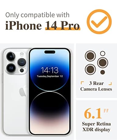 GVIEWIN for iPhone 14 Pro Case Floral, with Screen Protector+Camera Lens Protector,[Non Yellowing]Slim Shockproof Clear Phone Protective Cover for Women, Flower Pattern Design 6.1"(Aconite/Light Blue) - Image 2