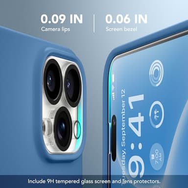 GONEZ for iPhone 14 Pro Case, Compatible with Magsafe, with Screen Protector + Camera Lens Protector, Soft Anti-Scratch Microfiber Lining, Shockproof Liquid Silicone Phone Cover, Lake Blue - Image 6