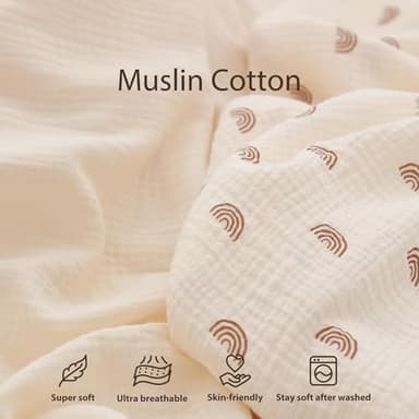 guruixu 2 Pack Muslin Baby Lounger Cover, 100% Cotton Infant Lounger Cover for Baby Boys and Girls (Dusty Pink,Cream) - Image 2