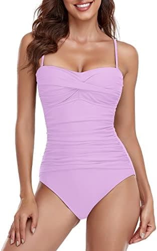 RELLECIGA Women's Tummy Control One Piece Swimsuit Bandeau Strapless Bathing Suits - Image 3