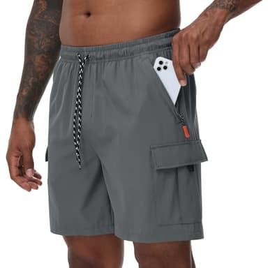 Men's Cargo Shorts Quick Dry Lightweight Stretch Hiking Shorts for Men with 5 Pockets No Lining Grey - Image 1