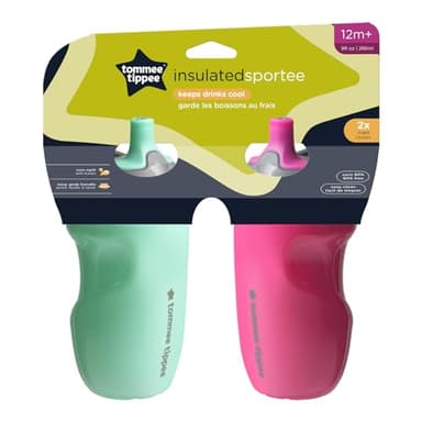 Tommee Tippee Insulated Sportee Bottle, 9oz, 12+ Months, Trainer Sippy Cup for Toddlers, Spill-Proof, Easy to Hold Handle, Pink & Mint, Pack of 2 - Image 8
