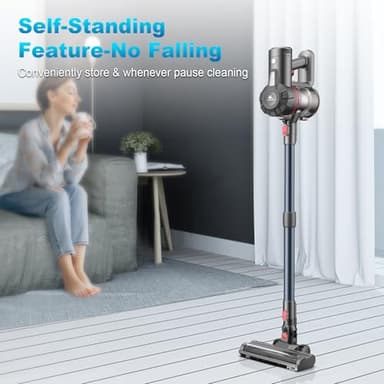 Cordless Vacuum Cleaner, Stick Vacuum with Powerful Suction 50Mins Runtime, Self-Standing Stick Vacuum with LED Headlights, 6 in 1 Lightweight Handheld Vac for Pet Hair Carpet Hard Floors - Image 6