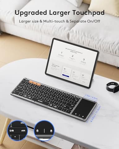 Samsers Foldable Bluetooth Keyboard with Touchpad, Full-Size Wireless Folding Key Board with PU Leather, Portable Travel for iOS Android Windows Mac OS, Support 3 Devices (BT5.1 x 3) - Image 2